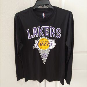 NBA Lakers Lebron James #23 shirt Mens Size L Large Black long sleeve
